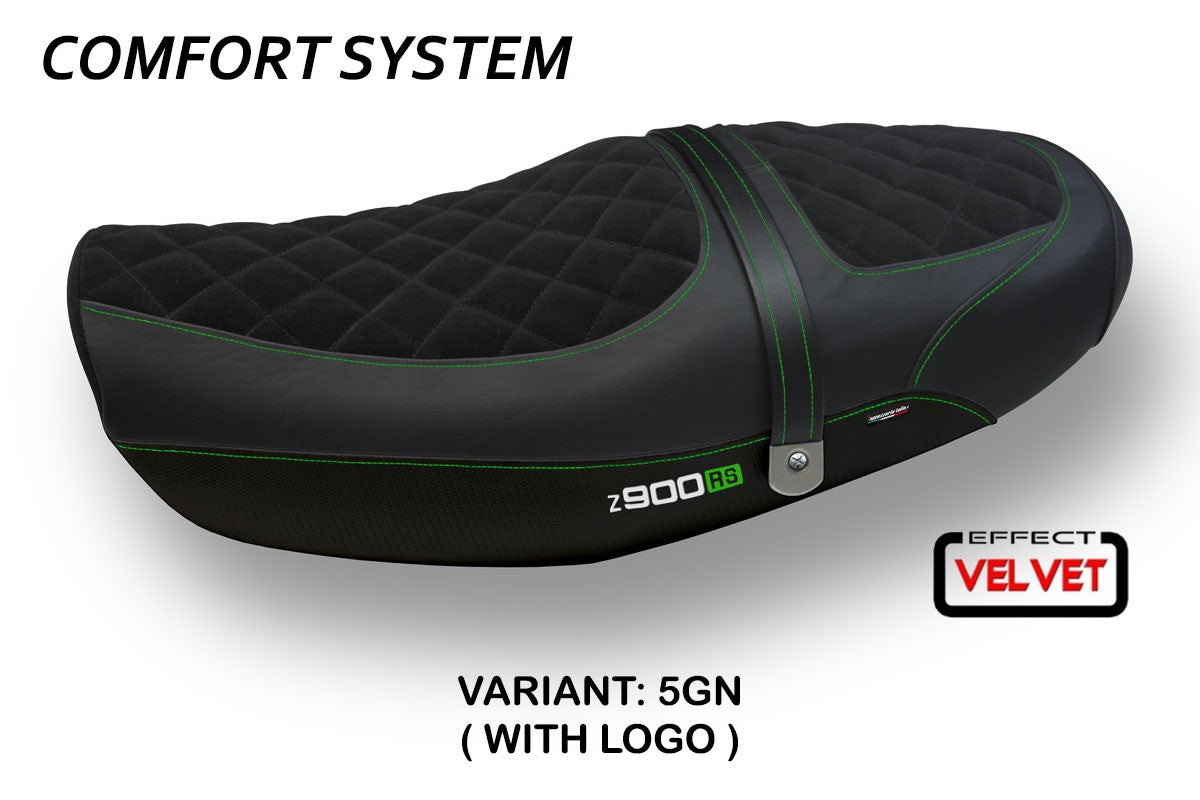 Yhteensopiva istuinpäällinen - Kawasaki Z 900 RS 2018-2025 - mod Natal Total Black Velvet Comfort System