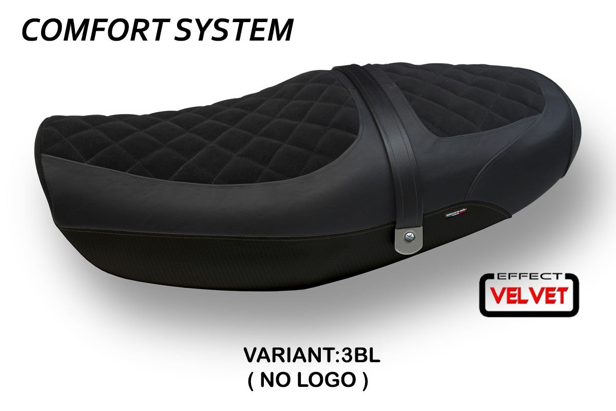Yhteensopiva istuinpäällinen - Kawasaki Z 900 RS 2018-2025 - mod Natal Total Black Velvet Comfort System