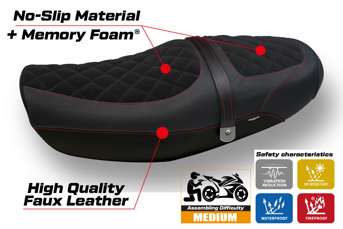 Yhteensopiva istuinpäällinen - Kawasaki Z 900 RS 2018-2025 - mod Natal Total Black Velvet Comfort System
