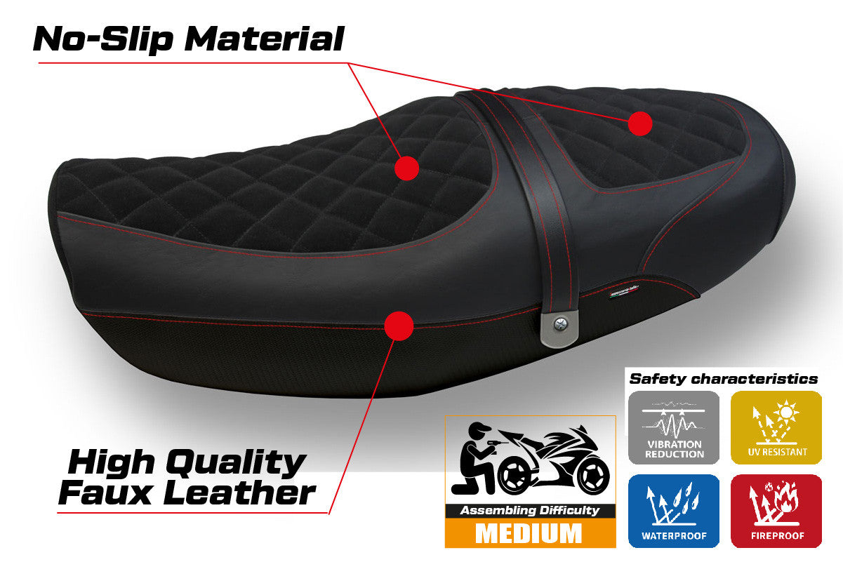 Yhteensopiva istuinpäällinen - Kawasaki Z 900 RS 2018-2025 - mod Natal Total Black Velvet