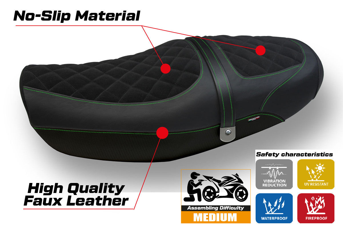 Yhteensopiva istuinpäällinen - Kawasaki Z 900 RS 2018-2025 - mod Natal Total Black Velvet