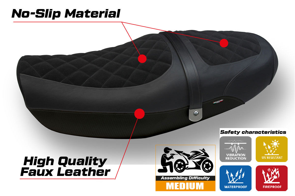 Yhteensopiva istuinpäällinen - Kawasaki Z 900 RS 2018-2025 - mod Natal Total Black Velvet