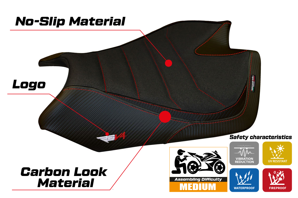 Yhteensopiva istuinpäällinen - Aprilia RSV4 2009-2020 - Barrie Ultragrip -modifikaatio