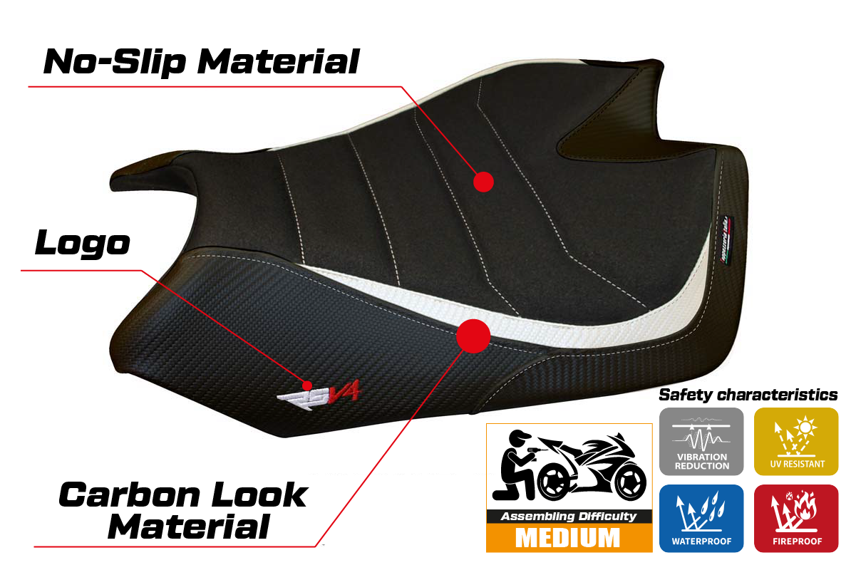 Yhteensopiva istuinpäällinen - Aprilia RSV4 2009-2020 - Barrie Ultragrip -modifikaatio
