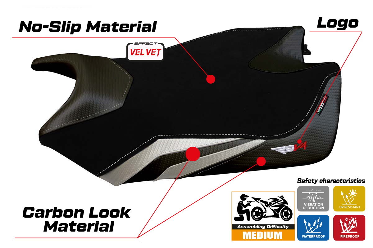 Yhteensopiva istuinpäällinen - Aprilia RSV4 2009-2020 - mod Torino Velvet
