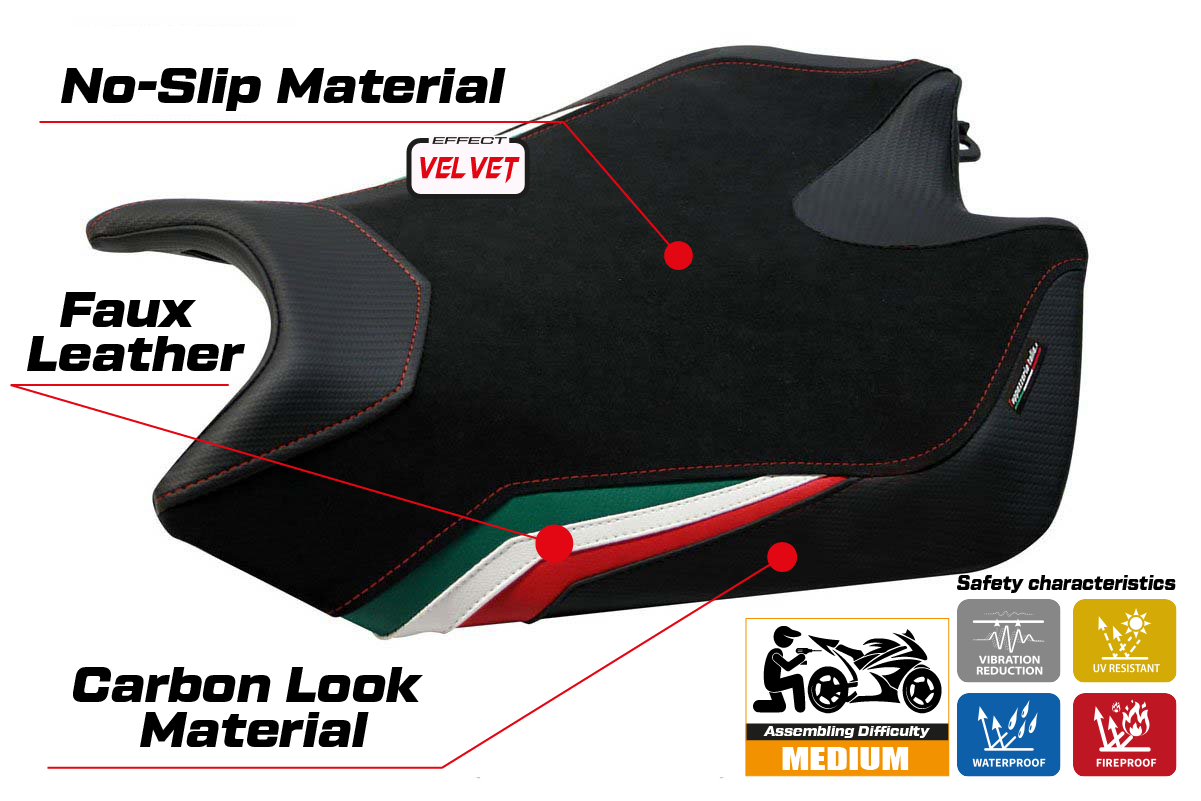 Yhteensopiva istuinpäällinen - Aprilia RSV4 2009-2020 - mod Torino Velvet