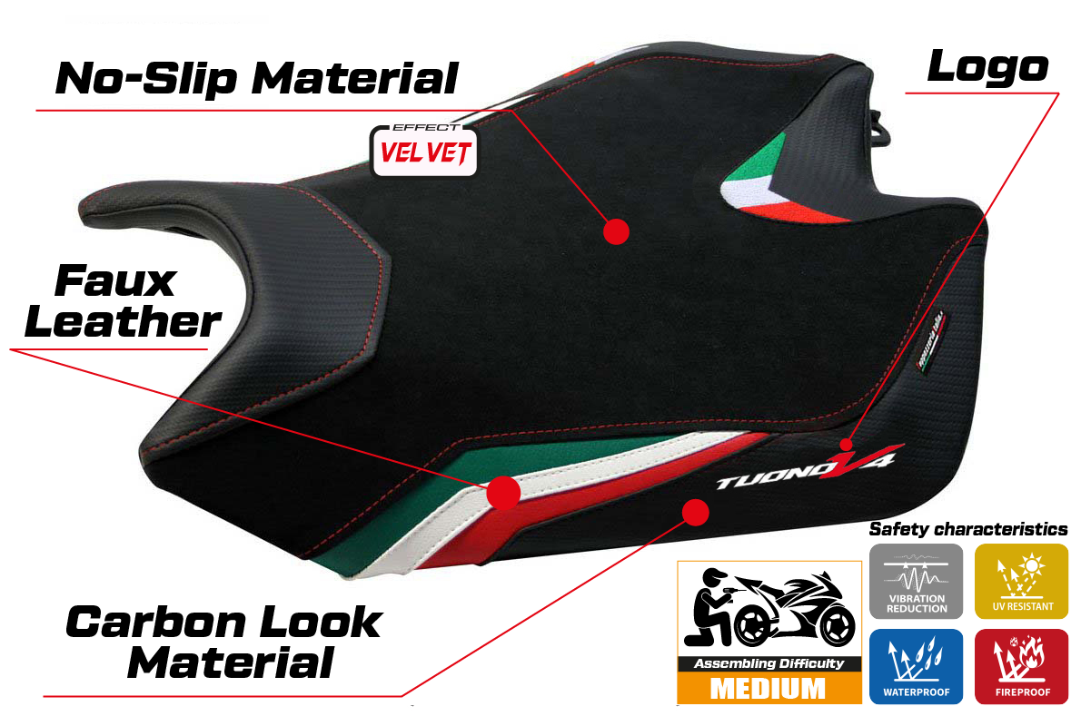 Istuinpäällinen yhteensopiva - Aprilia Tuono V4 2011-2020 - mod Coen Velvet