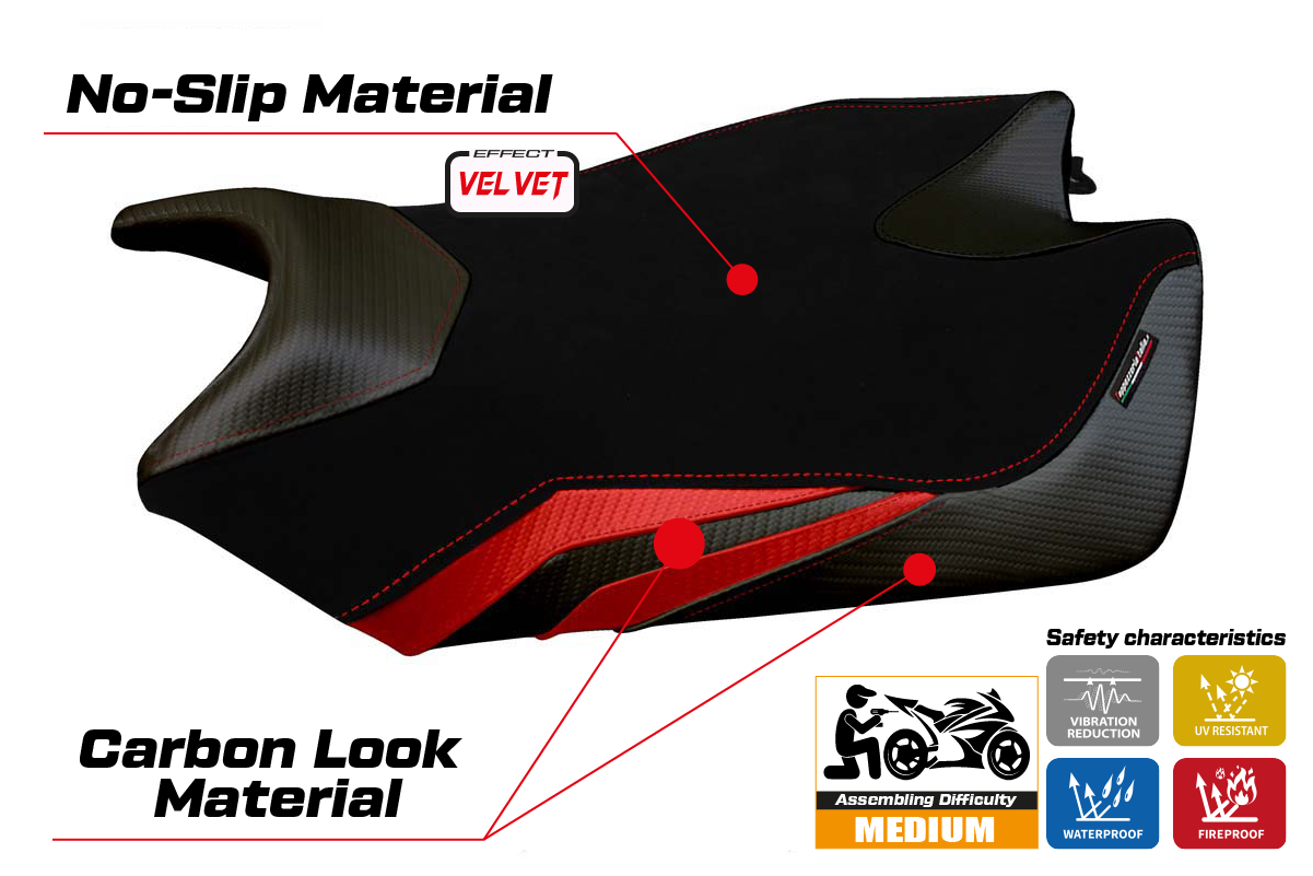 Istuinpäällinen yhteensopiva - Aprilia Tuono V4 2011-2020 - mod Coen Velvet