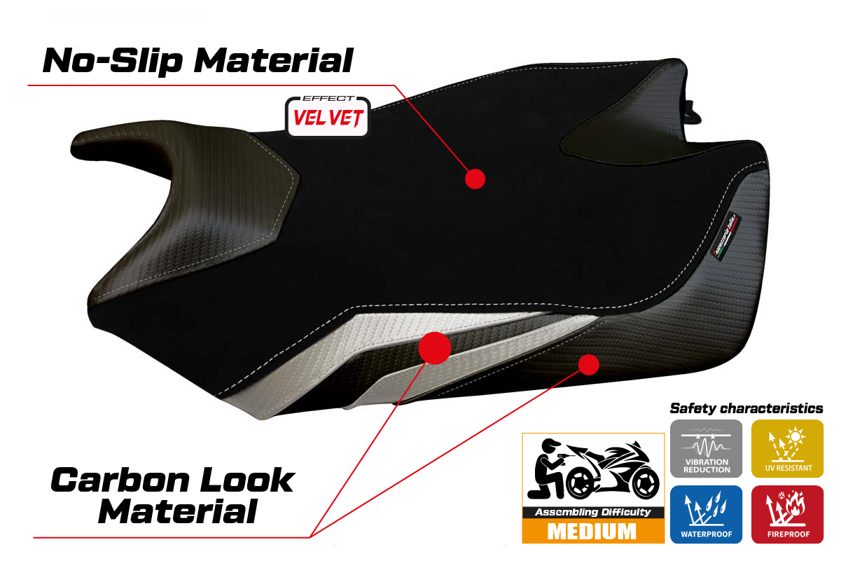 Istuinpäällinen yhteensopiva - Aprilia Tuono V4 2011-2020 - mod Coen Velvet
