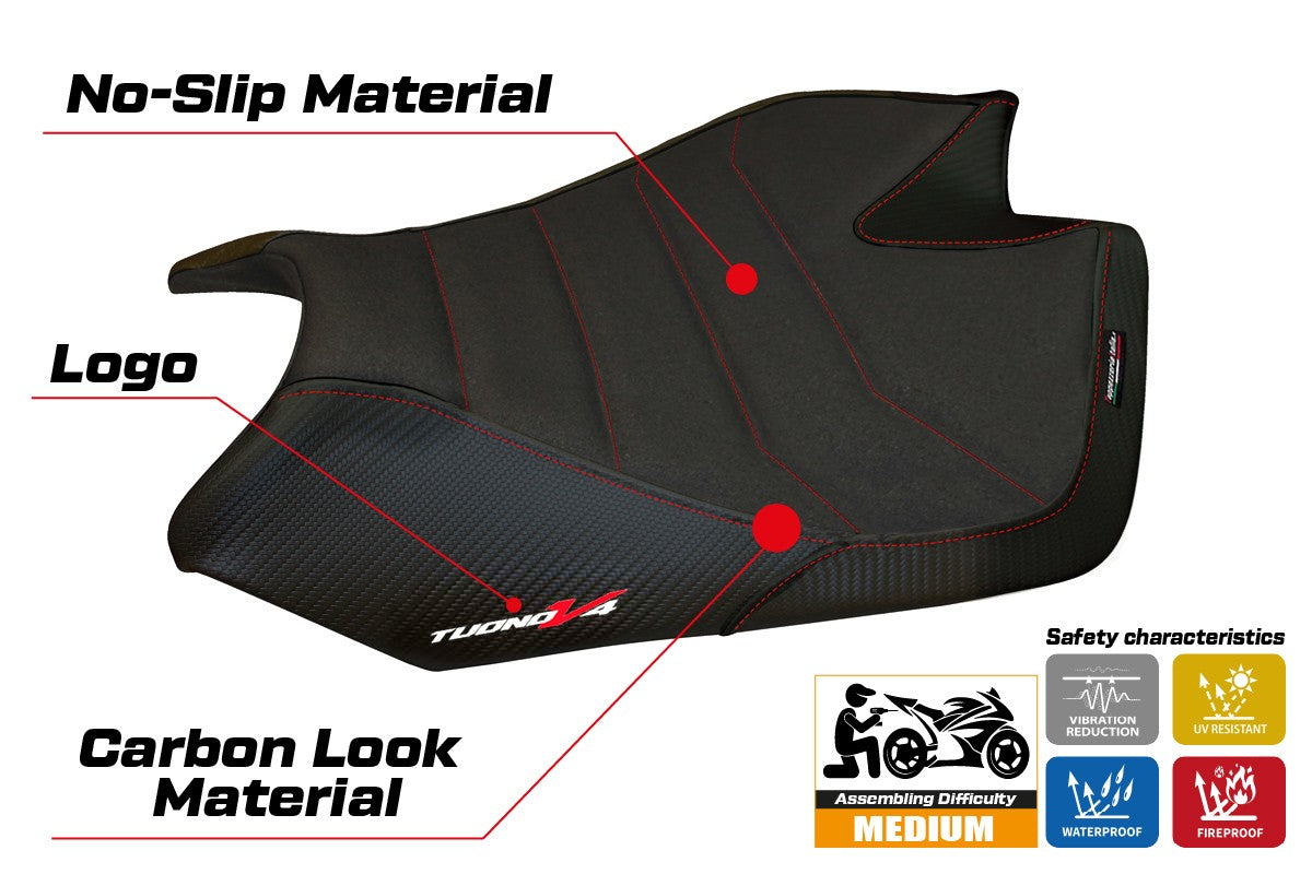 Yhteensopiva istuinpäällinen - Aprilia Tuono V4 2011-2020 - Tanami Ultragrip -modifikaatio