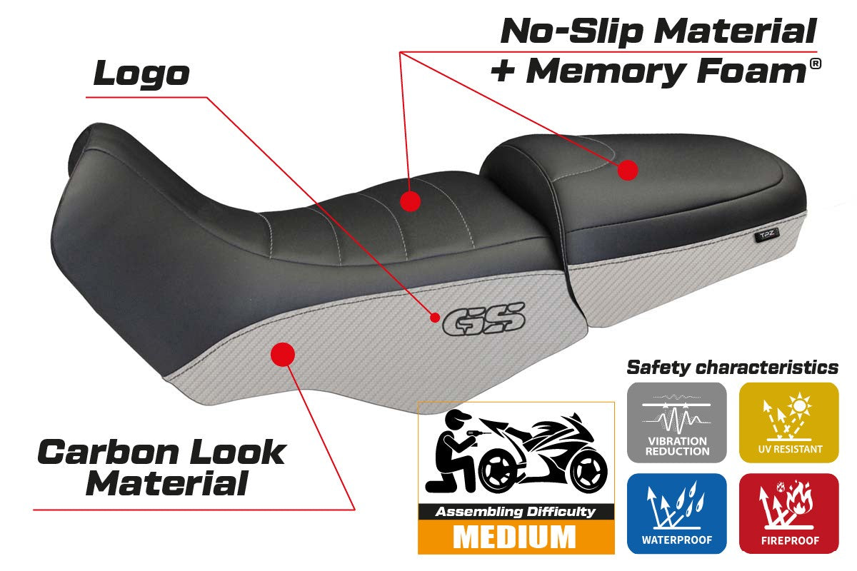 Yhteensopiva istuinpäällinen - BMW R 1100/1150 GS 1994-2003 - mod Firenze Carbon Color Comfort System