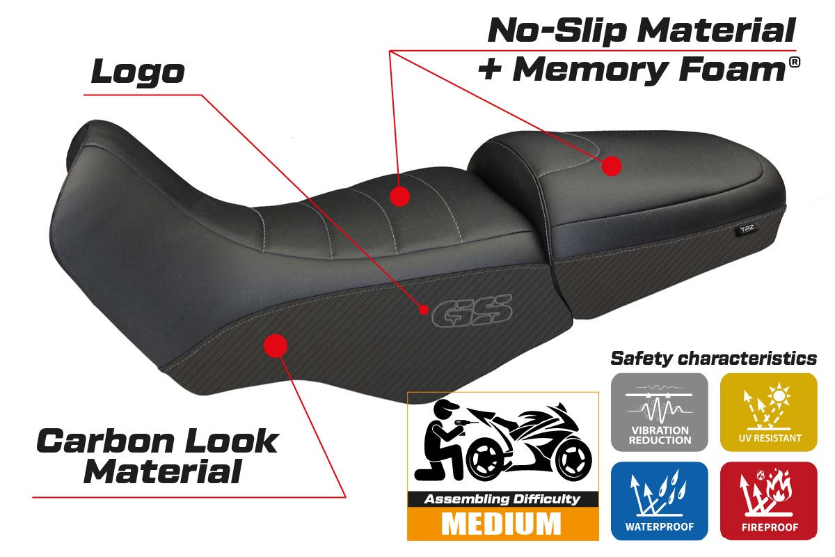 Yhteensopiva istuinpäällinen - BMW R 1100/1150 GS 1994-2003 - mod Firenze Carbon Color Comfort System