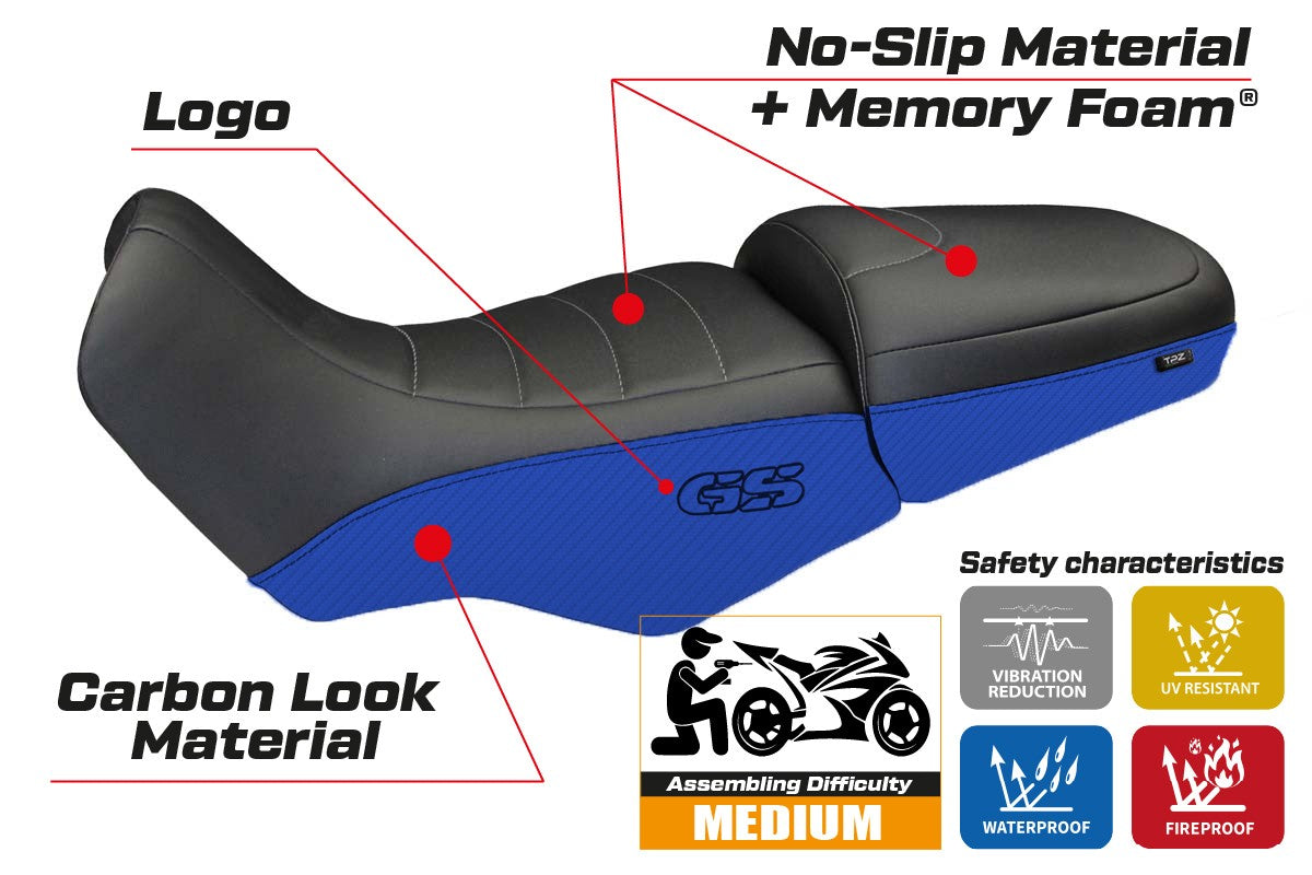 Yhteensopiva istuinpäällinen - BMW R 1100/1150 GS 1994-2003 - mod Firenze Carbon Color Comfort System