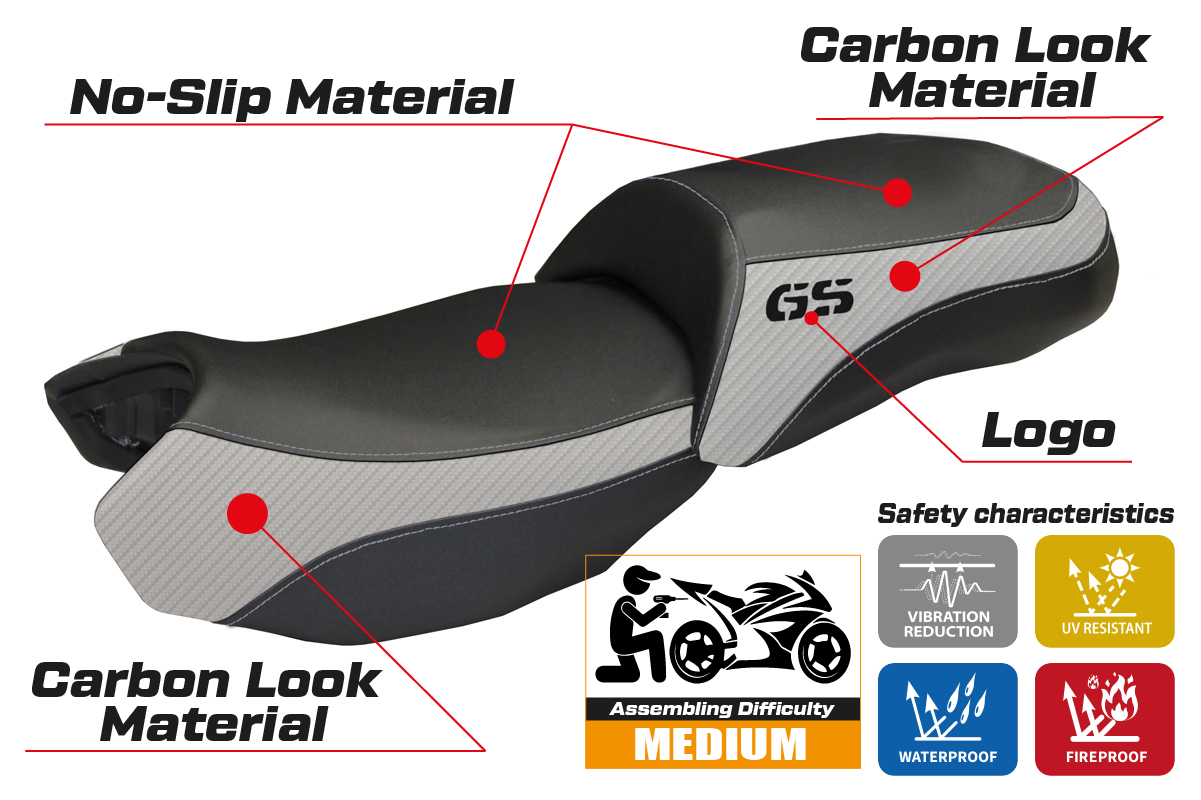 Yhteensopiva istuinpäällinen - BMW R 1200 GS 2013 - 2018 - Ortigia 2 -modifikaatio