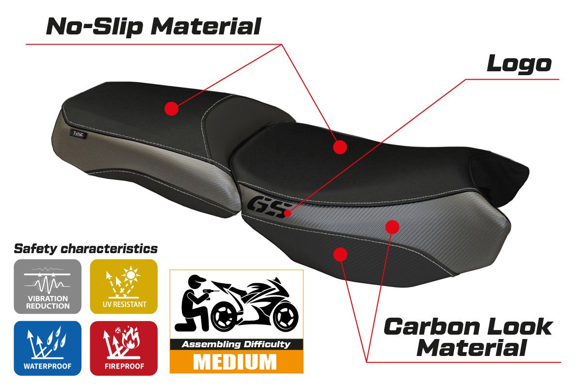 Yhteensopiva istuinpäällinen - BMW R 1200 GS Adventure 2013-2018 - mod Bologna Carbon Color