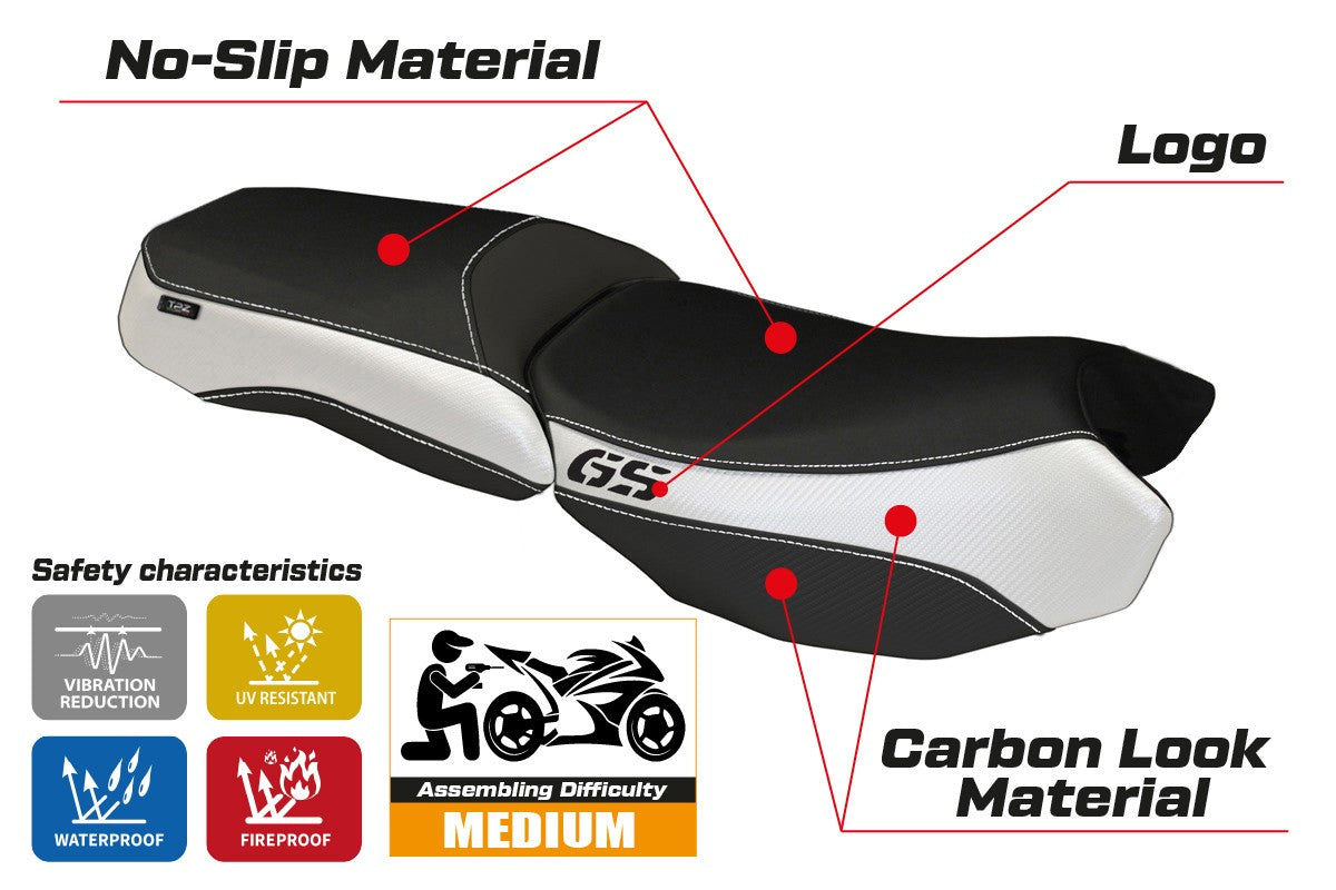 Yhteensopiva istuinpäällinen - BMW R 1200 GS Adventure 2013-2018 - mod Bologna Carbon Color