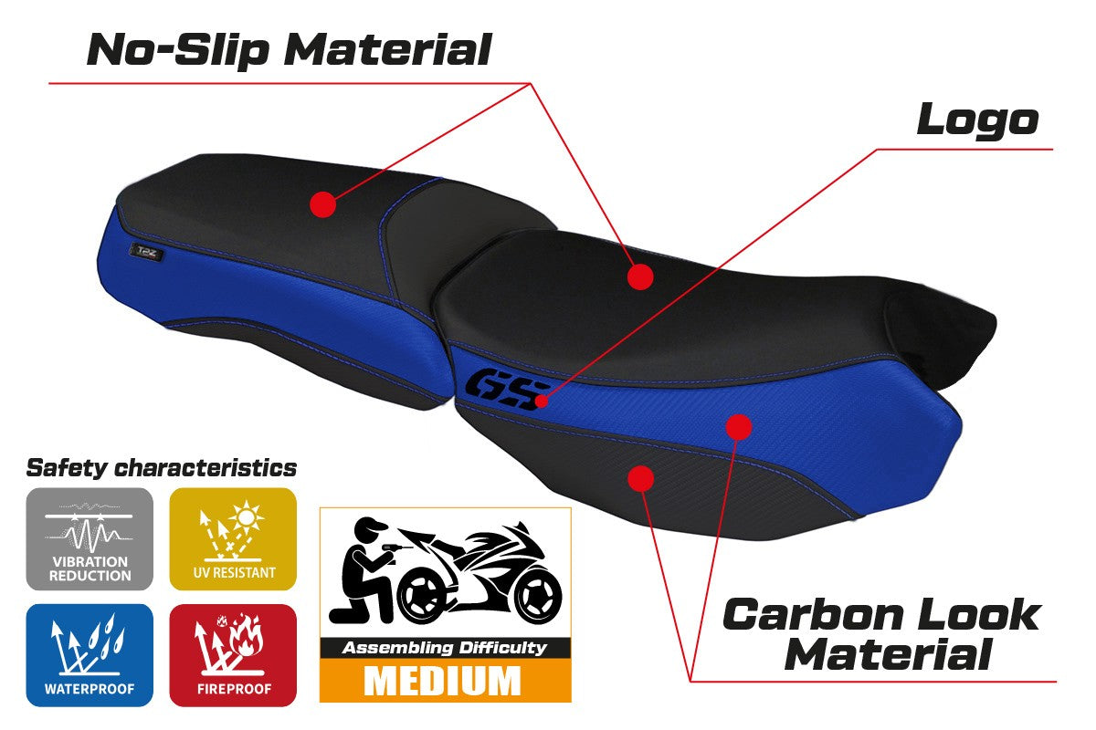 Yhteensopiva istuinpäällinen - BMW R 1200 GS Adventure 2013-2018 - mod Bologna Carbon Color