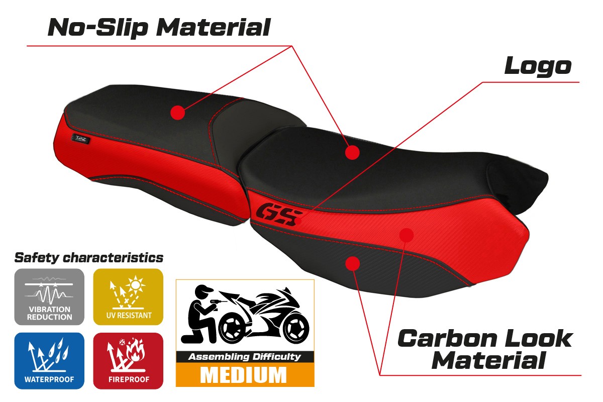 Yhteensopiva istuinpäällinen - BMW R 1200 GS Adventure 2013-2018 - mod Bologna Carbon Color