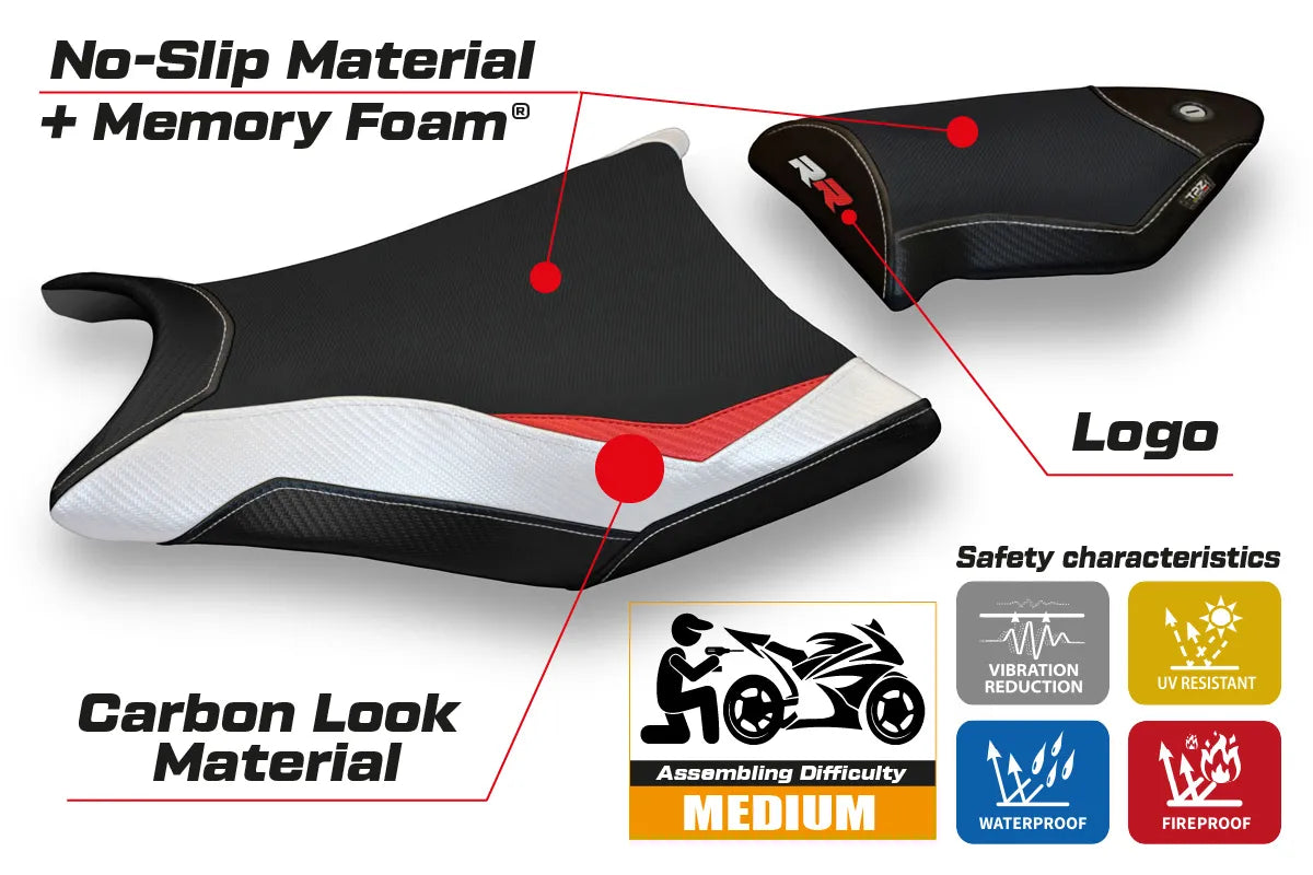 Yhteensopiva istuinpäällinen - BMW S 1000 RR 2009-2011 - mod Essen Special Color Comfort System