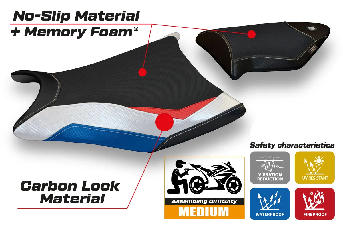 Yhteensopiva istuinpäällinen - BMW S 1000 RR 2009-2011 - mod Essen Special Color Comfort System