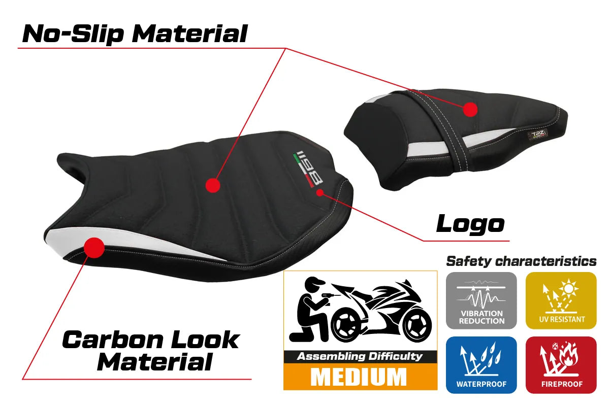 Yhteensopiva istuinpäällinen - Ducati 848 / 1098 / 1198 2007 - 2013 - Cervia Ultragrip -modifikaatio