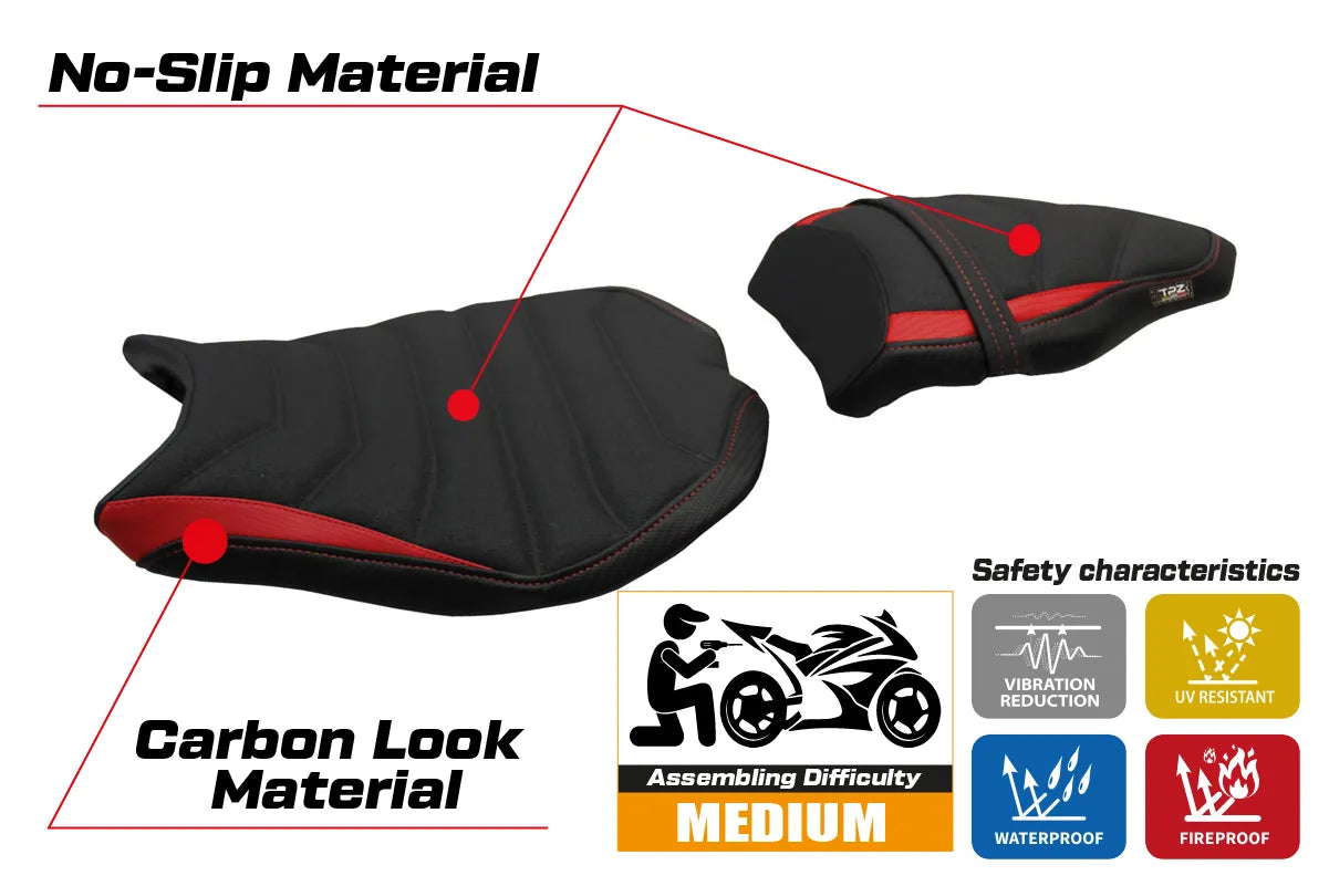 Yhteensopiva istuinpäällinen - Ducati 848 / 1098 / 1198 2007 - 2013 - Cervia Ultragrip -modifikaatio