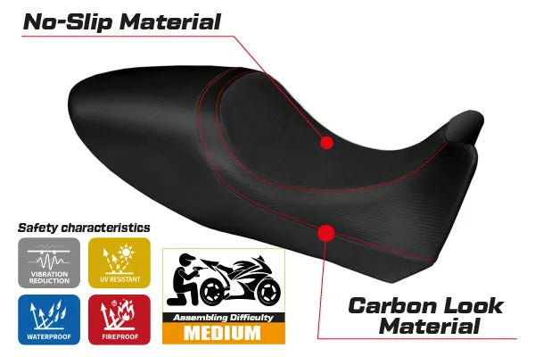 Yhteensopiva istuinpäällinen - Ducati Diavel 2011-2013 - mod Arezzo Carbon Color