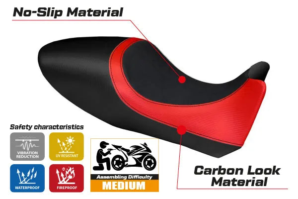 Yhteensopiva istuinpäällinen - Ducati Diavel 2011-2013 - mod Arezzo Carbon Color