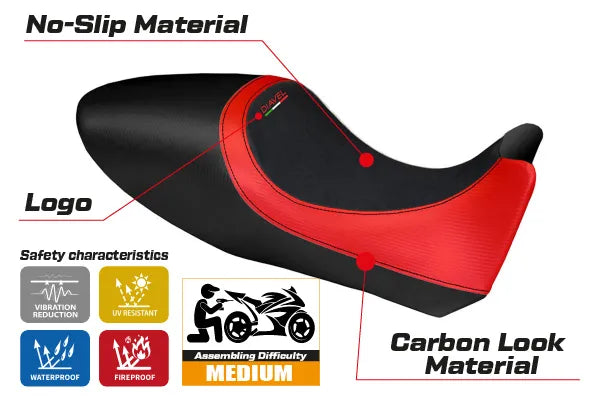 Yhteensopiva istuinpäällinen - Ducati Diavel 2011-2013 - mod Arezzo Carbon Color