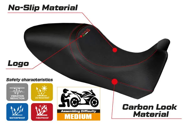 Yhteensopiva istuinpäällinen - Ducati Diavel 2011-2013 - mod Arezzo Carbon Color