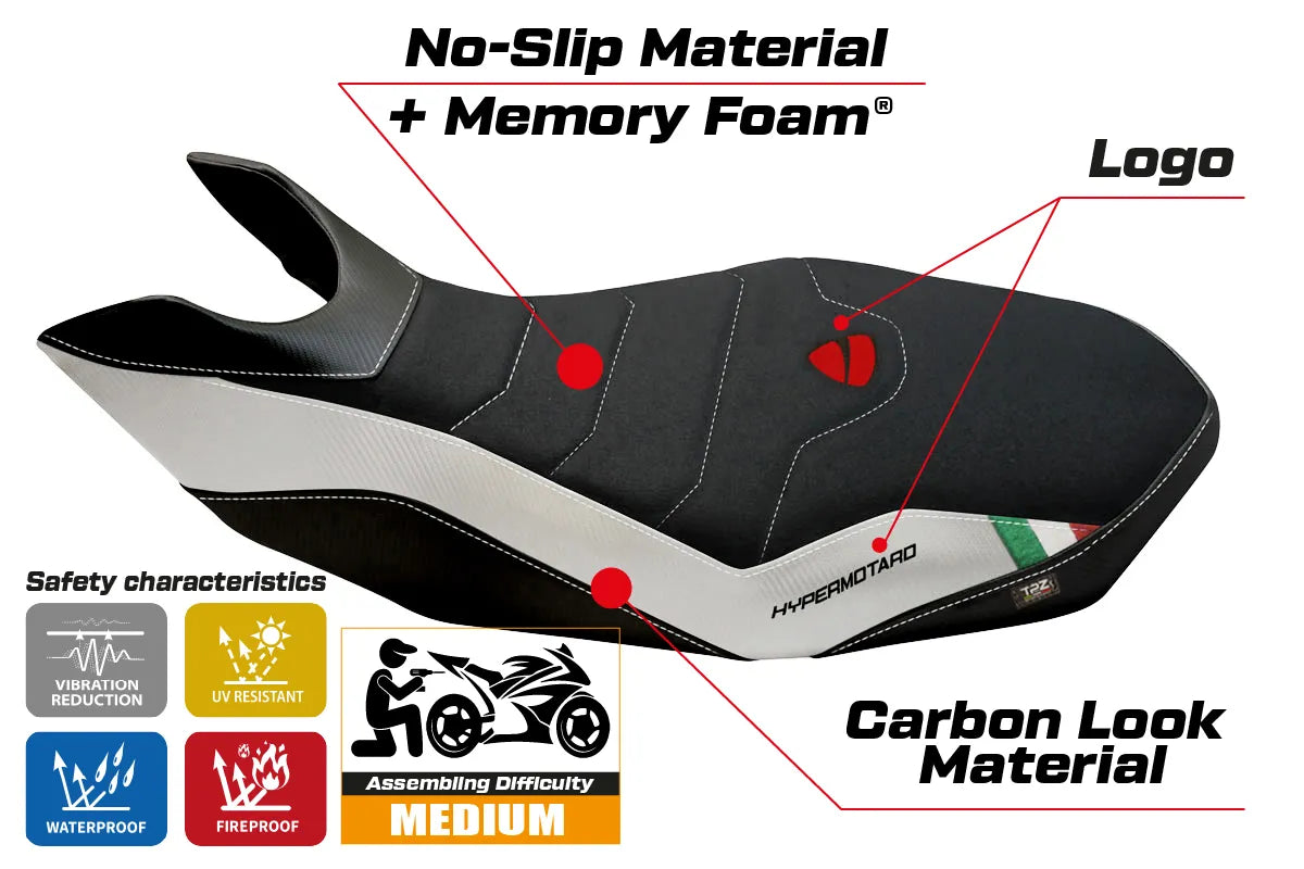 Yhteensopiva istuinpäällinen - Ducati Hypermotard 796 / 1100 / 1100 EVO 2007 - 2012 - mod Medea 2 Comfort System