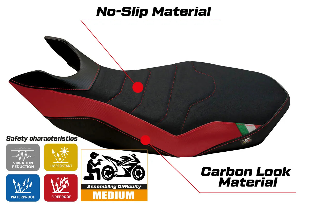 Yhteensopiva istuinpäällinen - Ducati Hypermotard 796 / 1100 / 1100 EVO 2007 - 2012 - mod Ribe 2 Ultragrip