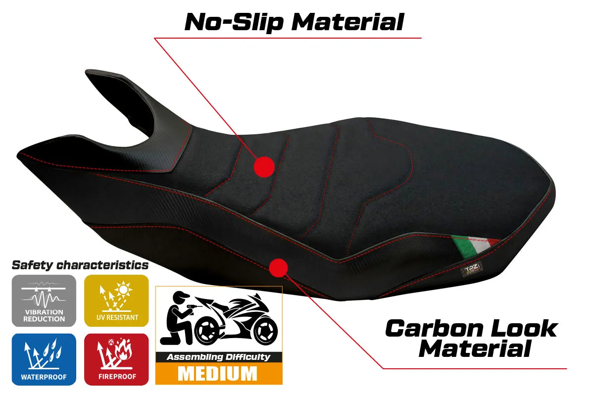Yhteensopiva istuinpäällinen - Ducati Hypermotard 796 / 1100 / 1100 EVO 2007 - 2012 - mod Ribe 2 Ultragrip