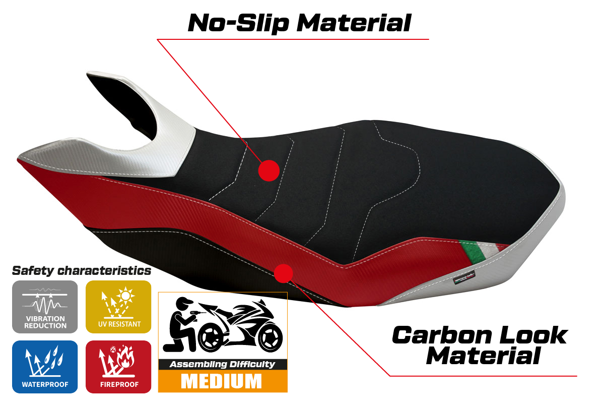 Yhteensopiva istuinpäällinen - Ducati Hypermotard 796 / 1100 / 1100 EVO 2007 - 2012 - mod Ribe Special Color Ultragrip