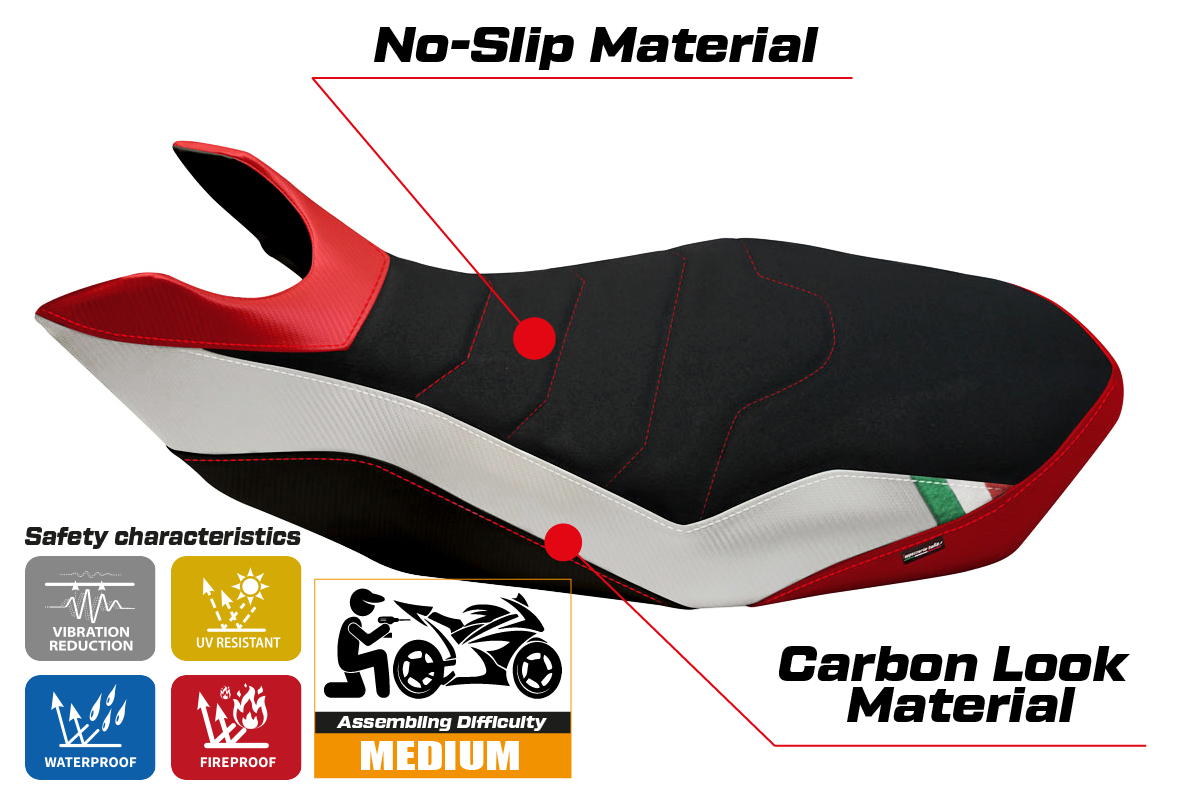 Yhteensopiva istuinpäällinen - Ducati Hypermotard 796 / 1100 / 1100 EVO 2007 - 2012 - mod Ribe Special Color Ultragrip