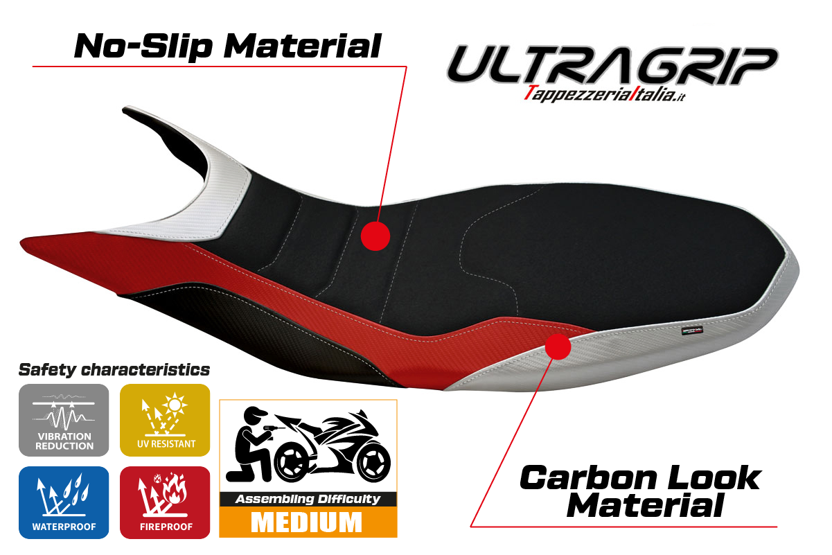 Yhteensopiva istuinpäällinen - Ducati Hypermotard 821 / 939 2013 - 2018 - mod Megara Special Color Ultragrip