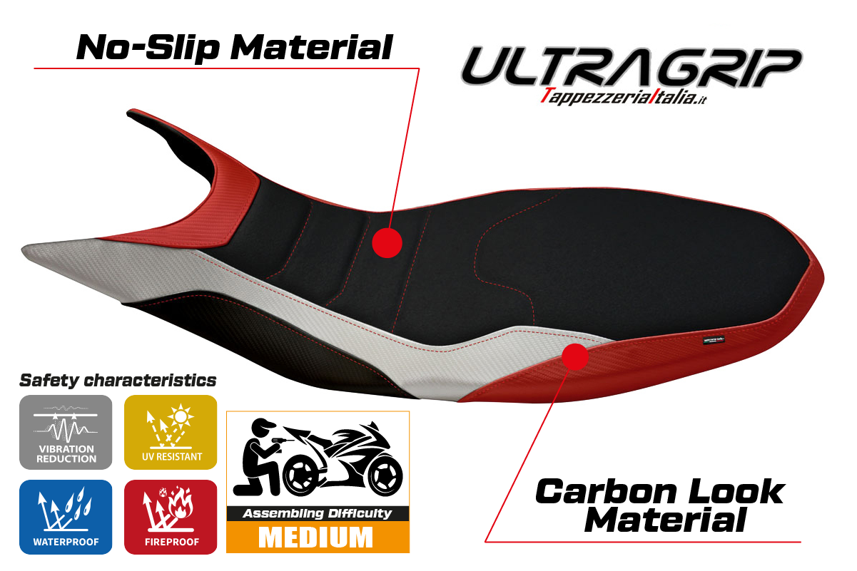 Yhteensopiva istuinpäällinen - Ducati Hypermotard 821 / 939 2013 - 2018 - mod Megara Special Color Ultragrip