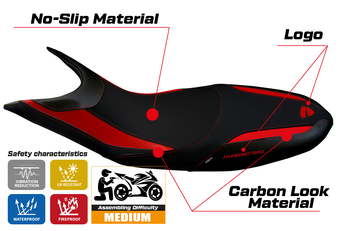 Yhteensopiva istuinpäällinen - Ducati Hypermotard 821 / 939 2013 - 2018 - Scicli 1 -modi