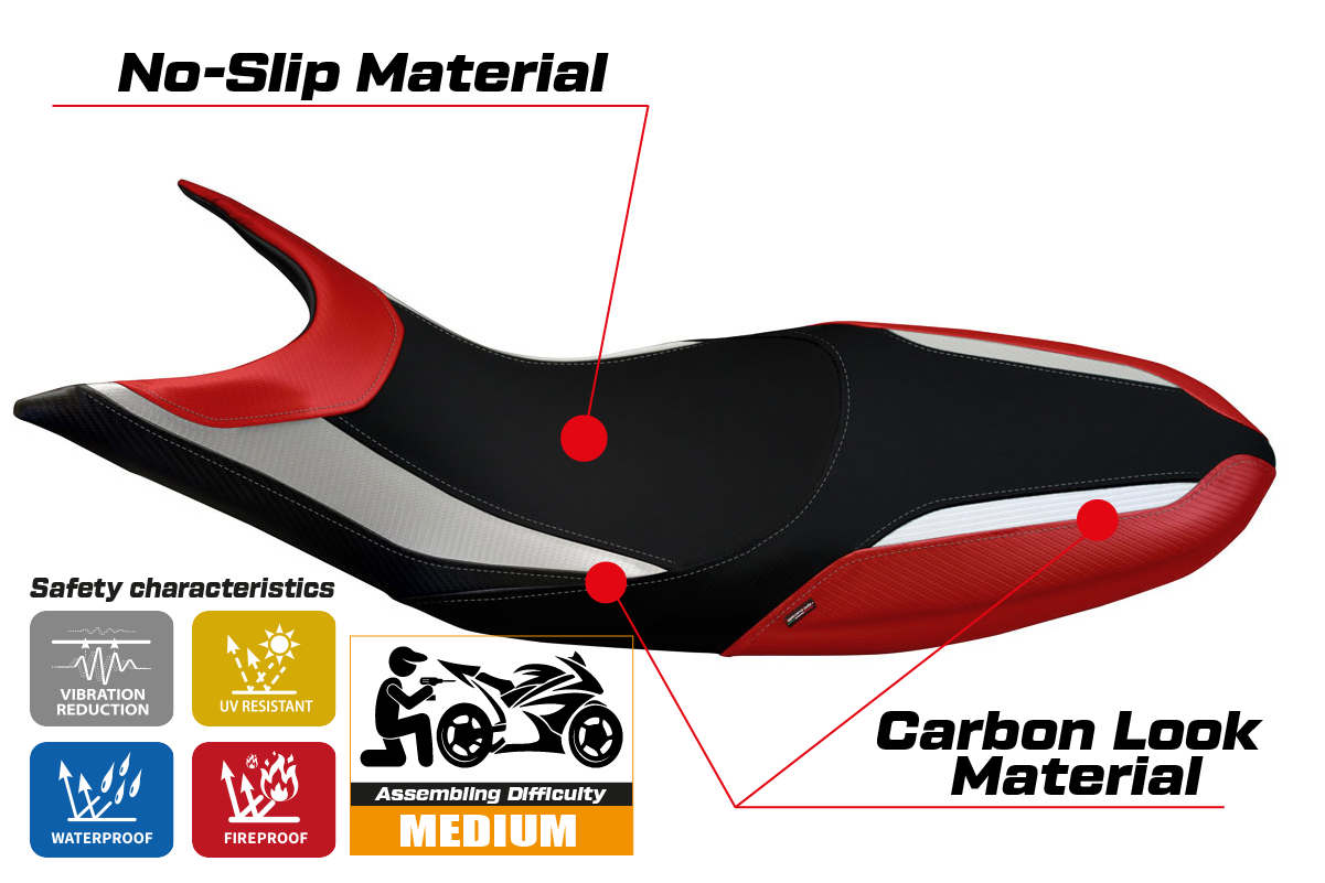 Yhteensopiva istuinpäällinen - Ducati Hypermotard 821 / 939 2013 - 2018 - mod Scicli Special Color