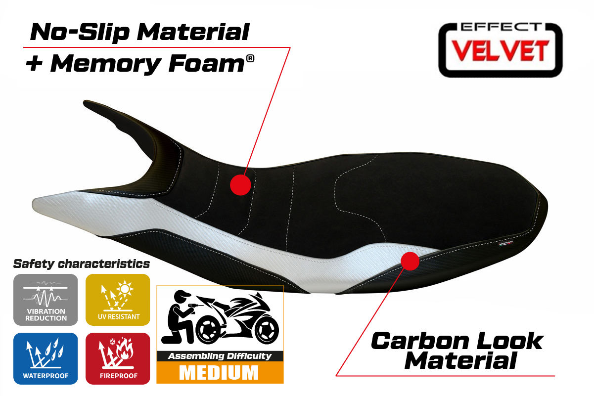 Yhteensopiva istuinpäällinen - Ducati Hypermotard 821 / 939 2013 - 2018 - mod Varna 1 Velvet Comfort System