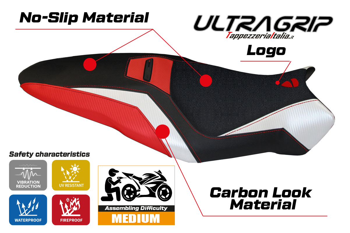 Yhteensopiva istuinpäällinen - Ducati Monster 1200 R 2016-2019 - mod Toledo Special Color Ultragrip