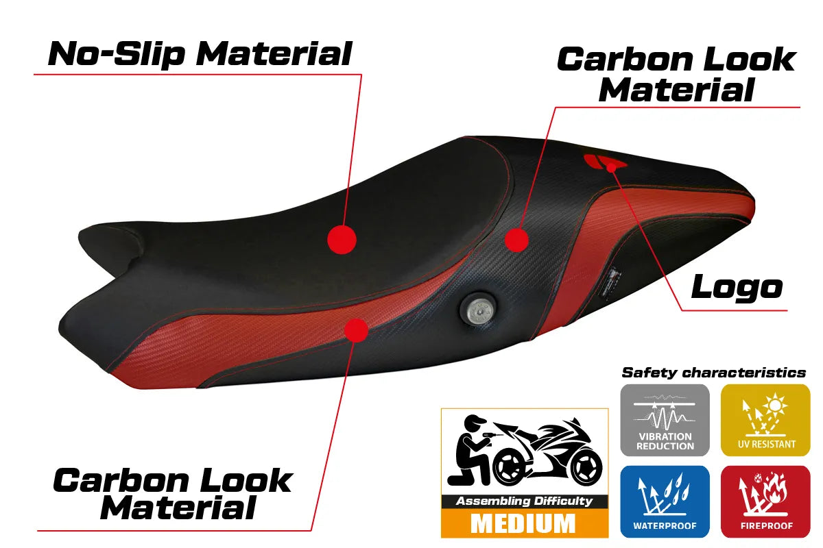 Yhteensopiva istuinpäällinen - Ducati Monster 696 / 796 2008 - 2014 - mod Logos Carbon Colat