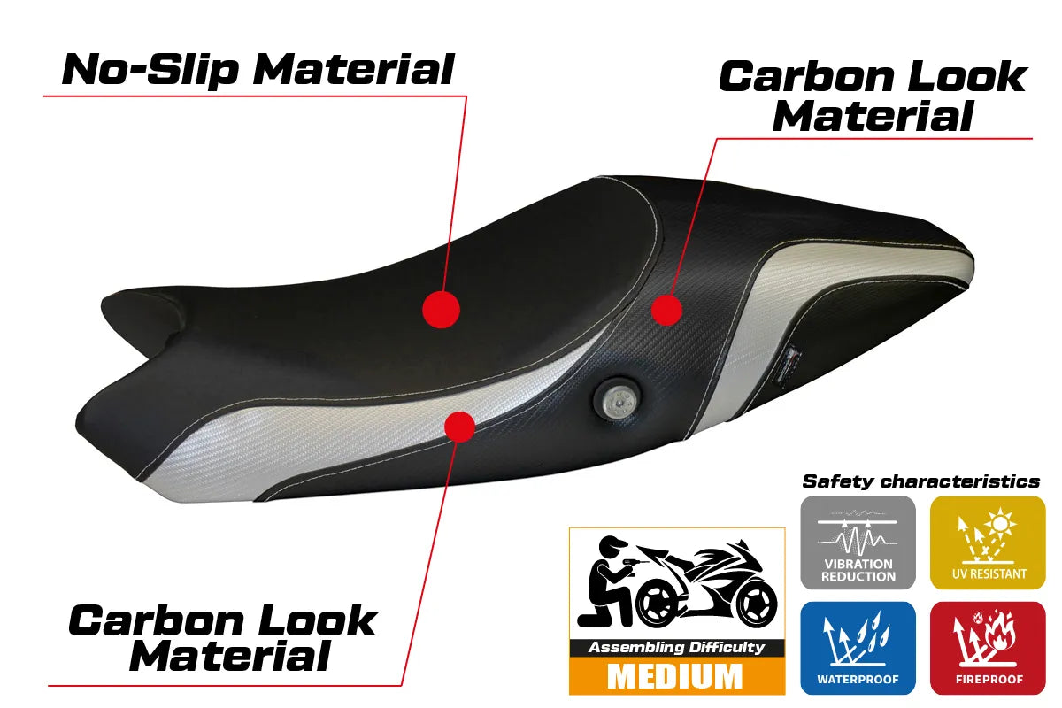 Yhteensopiva istuinpäällinen - Ducati Monster 696 / 796 2008 - 2014 - mod Logos Carbon Colat