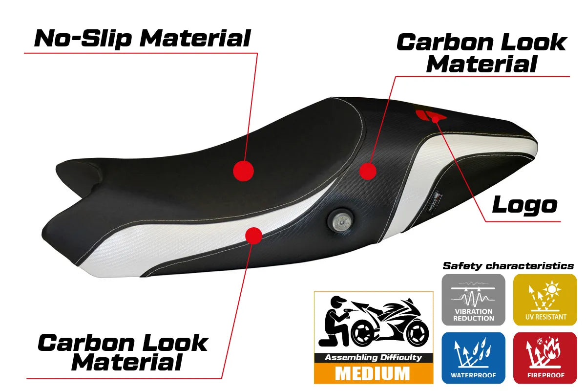 Yhteensopiva istuinpäällinen - Ducati Monster 696 / 796 2008 - 2014 - mod Logos Carbon Colat