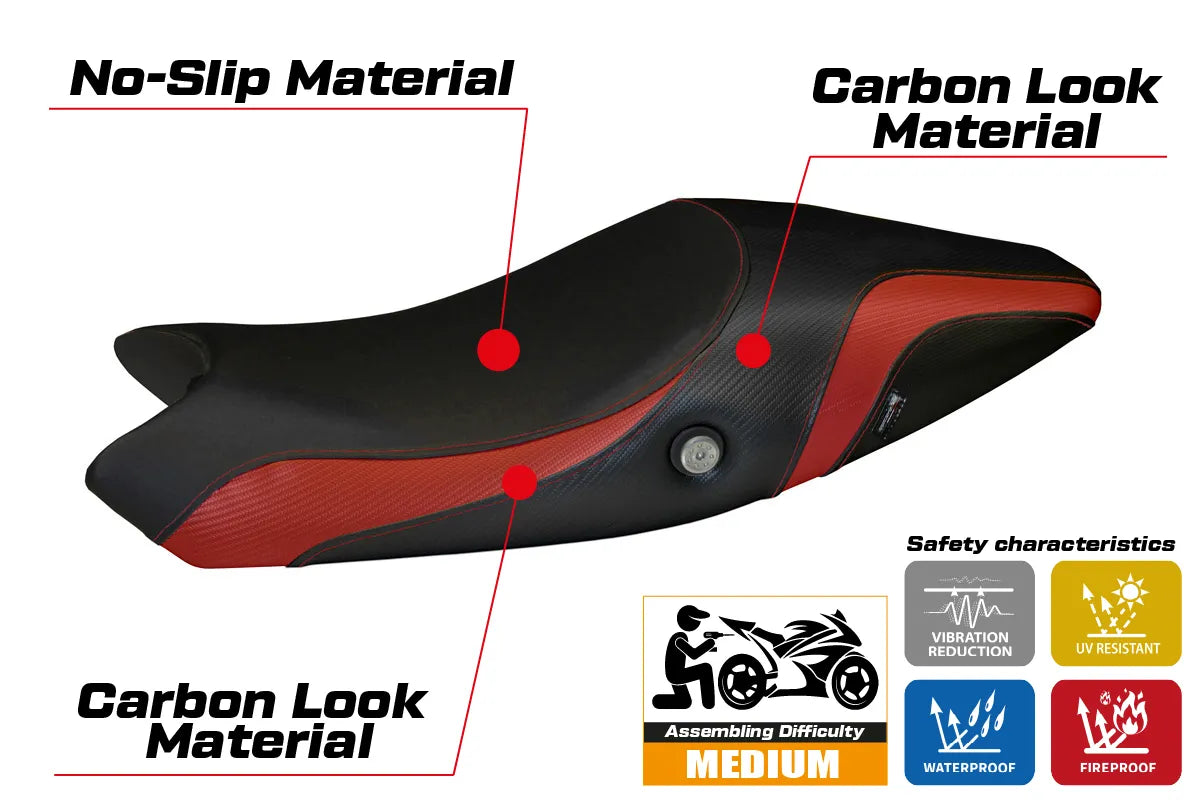 Yhteensopiva istuinpäällinen - Ducati Monster 696 / 796 2008 - 2014 - mod Logos Carbon Colat