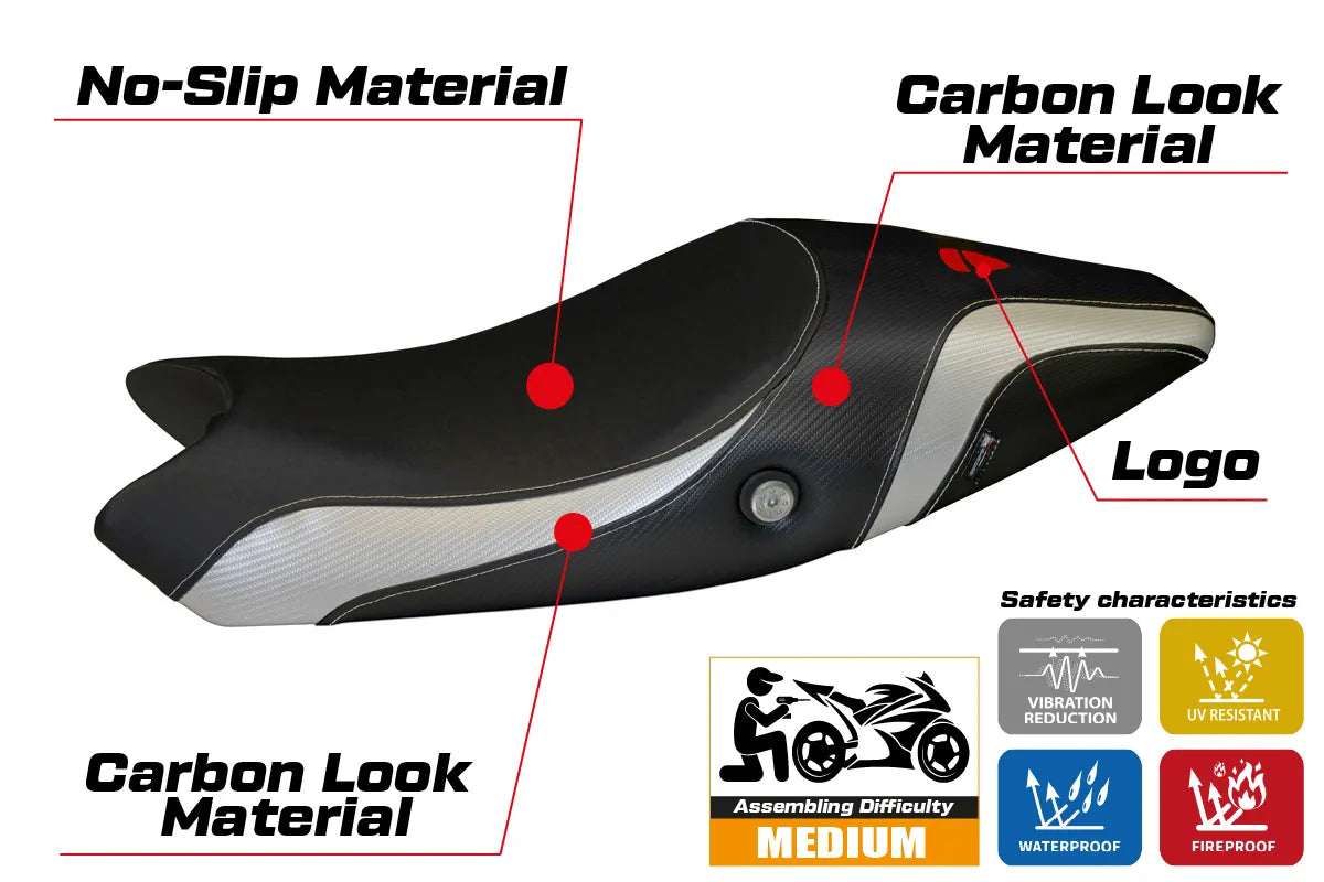 Yhteensopiva istuinpäällinen - Ducati Monster 696 / 796 2008 - 2014 - mod Logos Carbon Colat