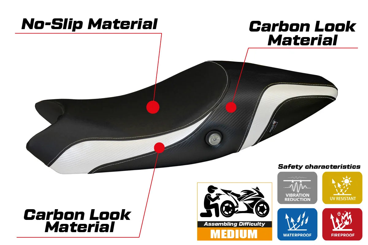 Yhteensopiva istuinpäällinen - Ducati Monster 696 / 796 2008 - 2014 - mod Logos Carbon Colat