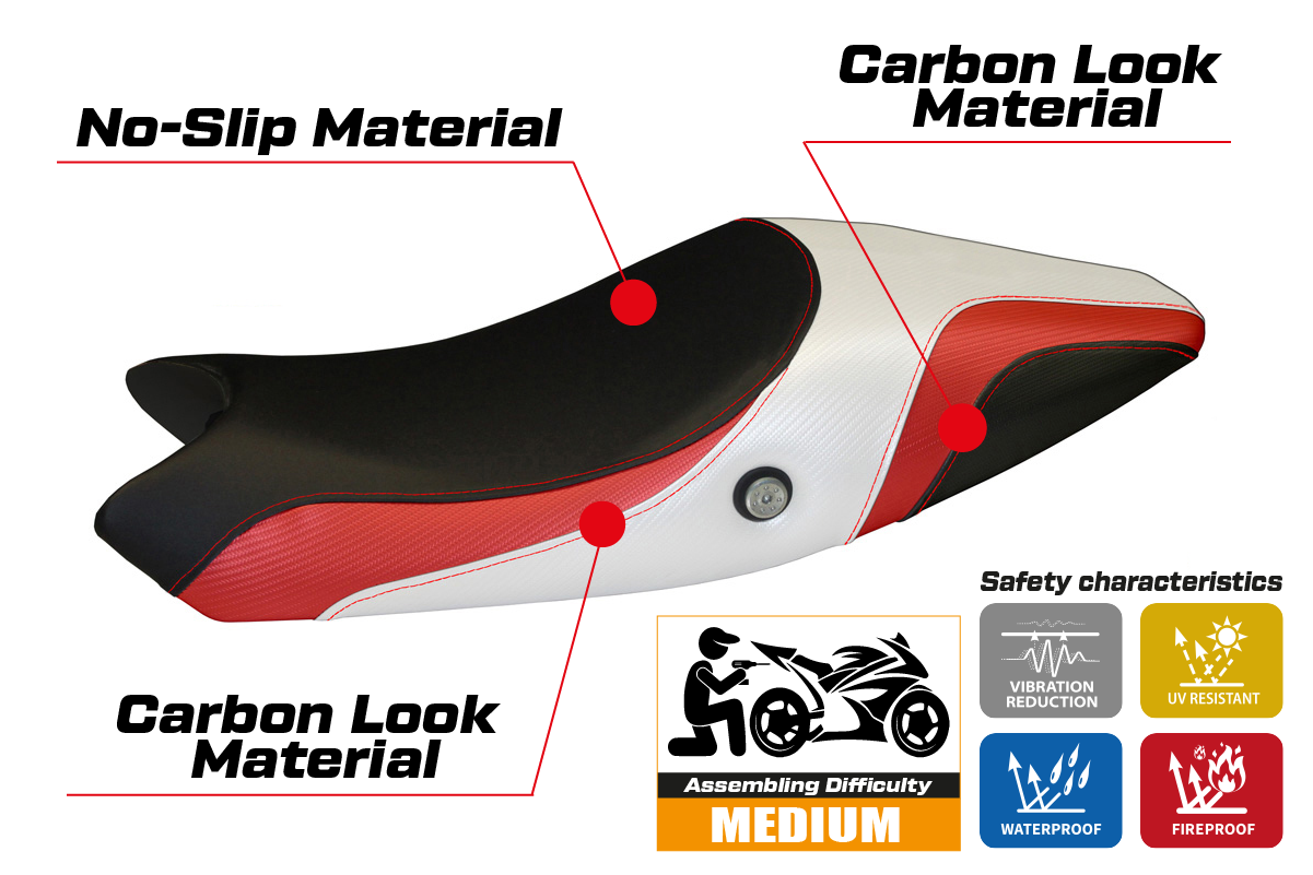 Yhteensopiva istuinpäällinen - Ducati Monster 696 / 796 2008 - 2014 - mod-logot erikoisvärillä