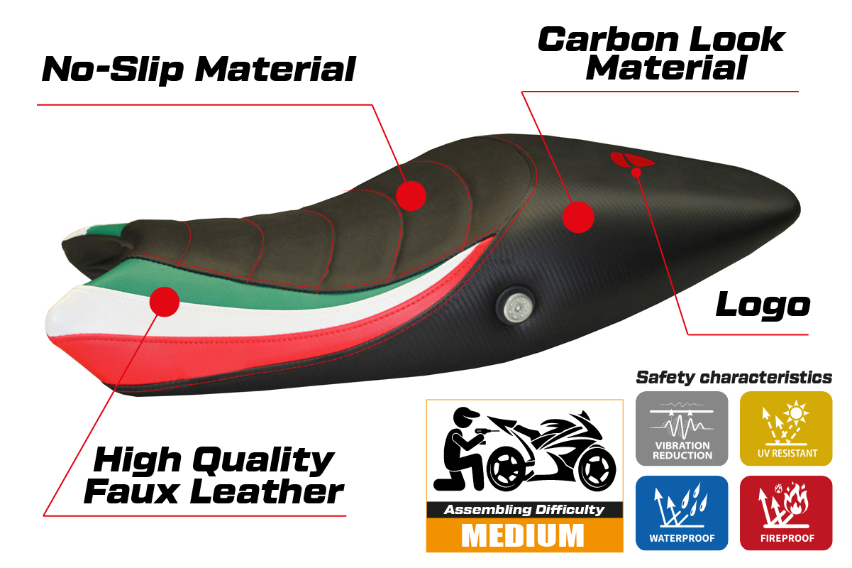 Yhteensopiva istuinpäällinen - Ducati Monster 696/796 2008-2014 - mod Tricolat Total Black