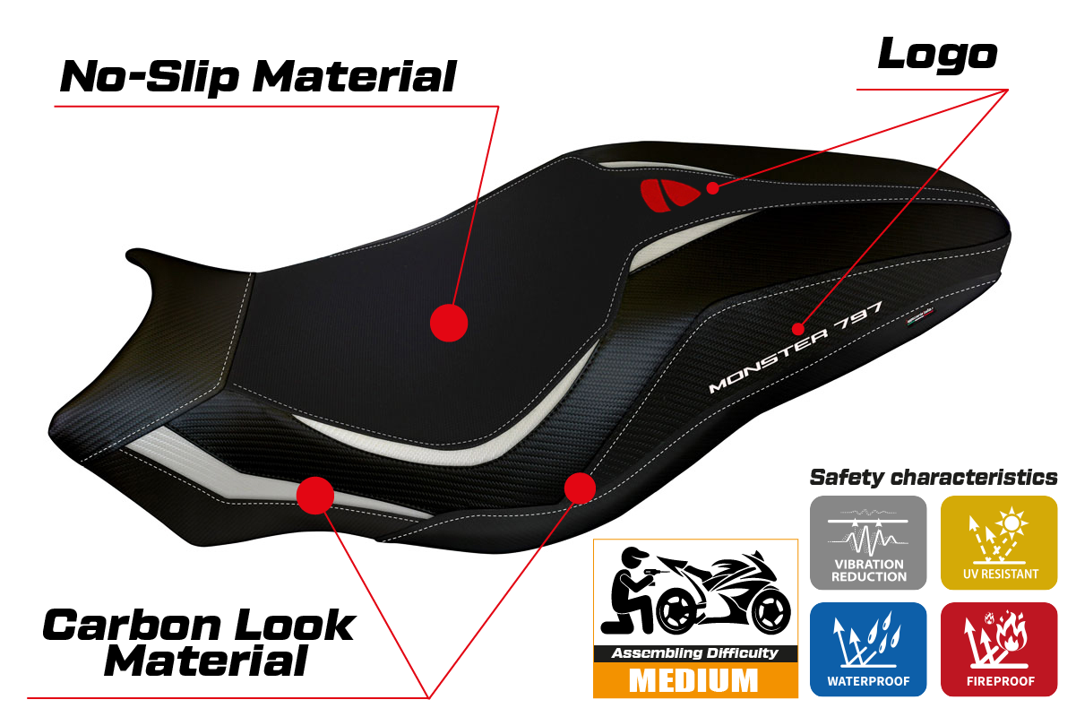 Yhteensopiva istuinpäällinen - Ducati Monster 797 2017-2020 - mod Lipsia 1